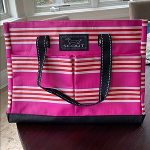 SCOUT pink striped tote bag